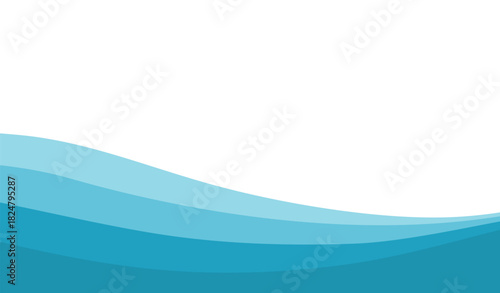 Ocean wave pattern with abstract blue water curves. Sea background features flowing horizontal lines. Modern vector illustration for summer design and marine wallpaper.