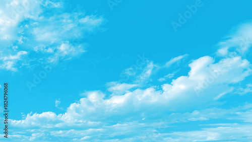 Light blue sky background with fluffy clouds and beautiful weather