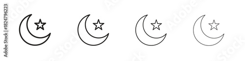 Moon stars icons vector logo illustration simple design. Web UI design.