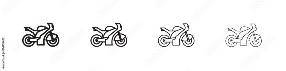 Fototapeta premium Motorcycle icons vector logo illustration simple design. Web UI design.
