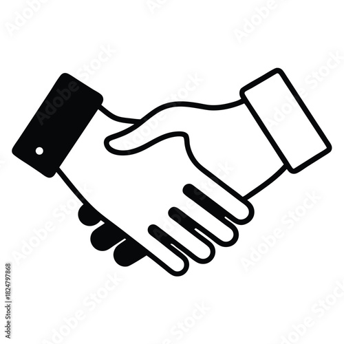 Two outline styled hands display mutual agreement in this minimal icon