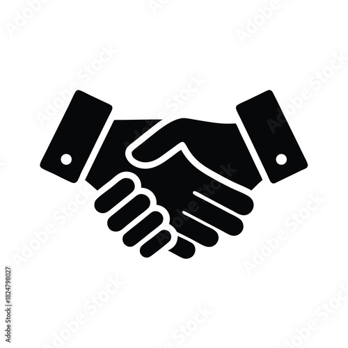 Silhouette of handshake symbolizes an agreement, partnership, and mutual trust is depicted visually