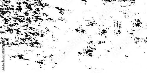 Distress urban overlay spotted concrete grain surface grainy noise rust wall grunge black splatter and white background. damaged chalk crack rough ink wall texture.	