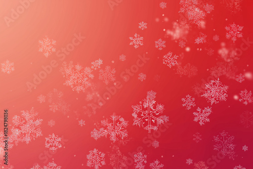 Red gradient background with white snowflakes for winter and Christmas
