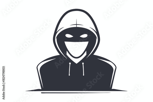 Masked figure uses laptop; a symbol for anonymous digital activities