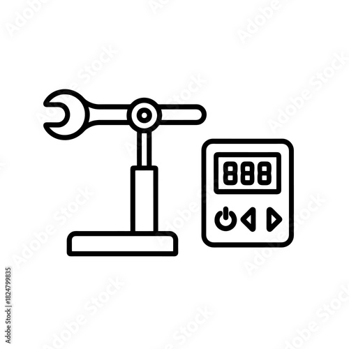 Fine line torque calibration icon symbolizing precision mechanical tuning and industrial accuracy validation, ideal for engineering labs, workshop tools and maintenance quality systems