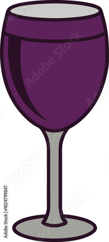 Purple wine glass vector graphic with gray stem and base drink beverage vector illustration EPS file download.
