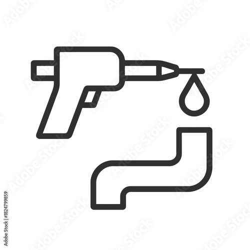 Fine line leak tracer icon symbolizing water system diagnostics and leak identification, ideal for plumbing visuals, maintenance tools and industrial inspection systems