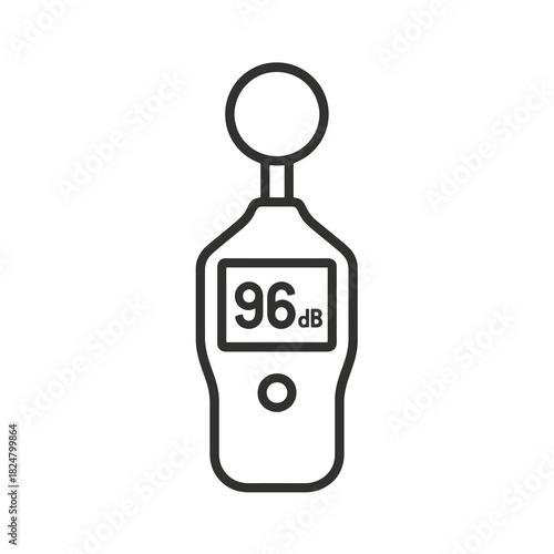 Fine line noise dosimeter icon symbolizing sound exposure monitoring and workplace safety control, ideal for industrial inspection visuals, health compliance and acoustic testing