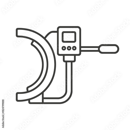 Fine line conduit bender icon symbolizing professional pipe shaping and electrical installation work, ideal for construction visuals, industrial tools and technician equipment