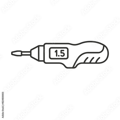 Fine line electric torque screwdriver icon symbolizing precision fastening and controlled assembly, ideal for industrial maintenance, electronic repair and professional workshop tools