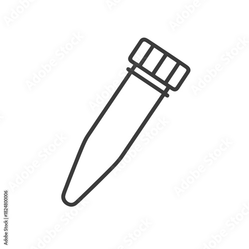 Fine line centrifuge tube icon symbolizing sample preparation and laboratory analysis, ideal for biotech visuals, scientific research tools and medical testing resources