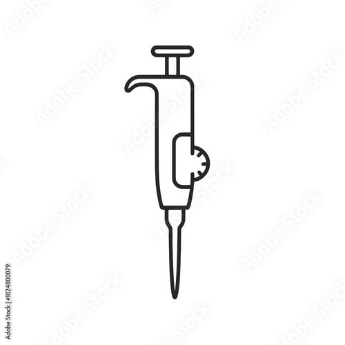 Fine line micropipette icon symbolizing laboratory micro-measurement and scientific precision, ideal for medical research visuals, biotech tools and chemical testing facilities