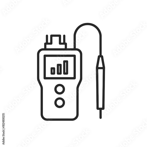 Fine line fiber optic tester icon symbolizing high-speed network diagnostics and precision signal analysis, ideal for telecom visuals, IT support tools and infrastructure testing