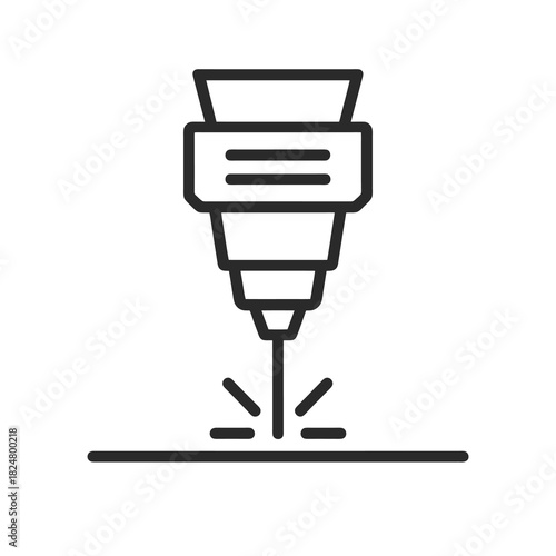 Fine line laser cutter icon symbolizing high-precision manufacturing and industrial technology, ideal for production systems, engineering tools and smart fabrication resources