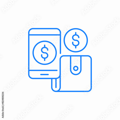 digital money wallet icon sign vector