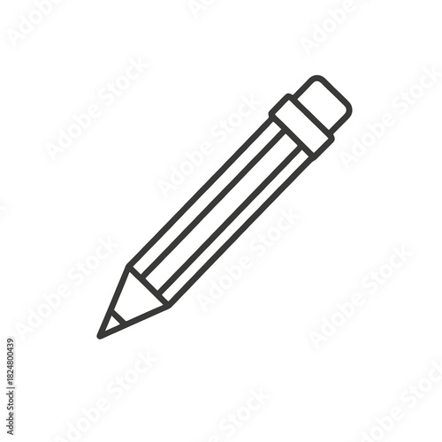 Fine line icon of mechanical pencil symbolizing precise writing and technical drawing, ideal for stationery design, school materials and drafting resources