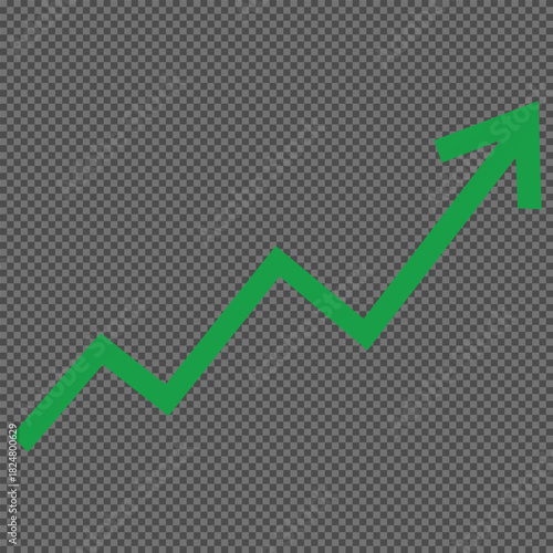 Green Upward Trend Arrow Graph on Transparent Background chart