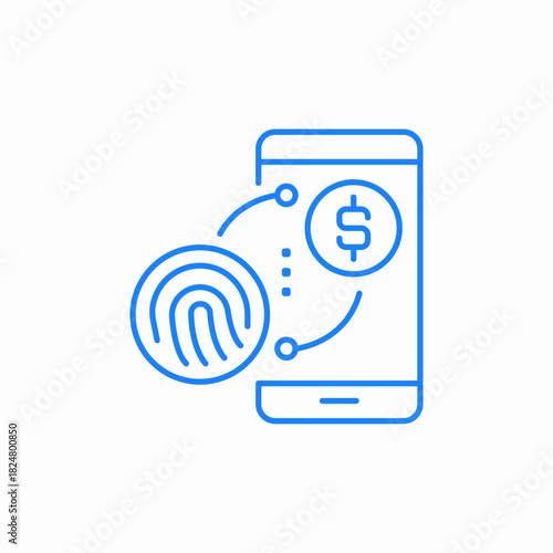 fingerprint payment mobile icon sign vector