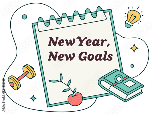 Motivational New Year's Resolution and Goals Vector 