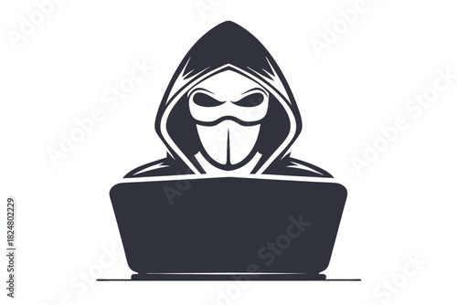 Isolated hooded figure with a partially concealed face conveys a sense of mystery