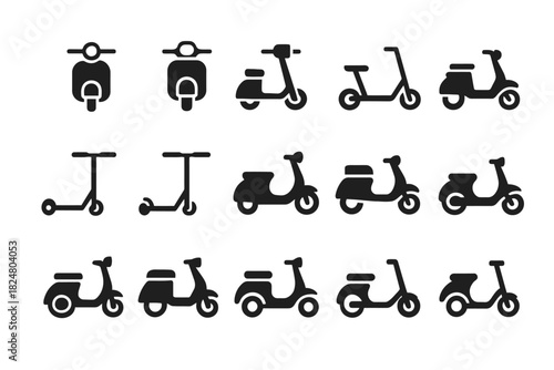 Scooter and e-scooter icons set