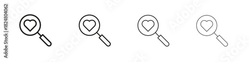 Search heart icons vector logo illustration simple design. Web UI design.