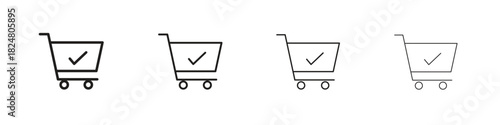 Shopping cart check icons vector logo illustration simple design. Web UI design.
