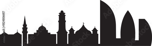 Baku azerbaijan skyline line art vector illustration for travel and tourism graphic design elements
