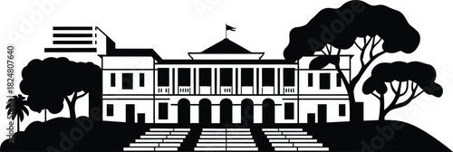 Sucre bolivia skyline cityscape silhouette with historical government building vector