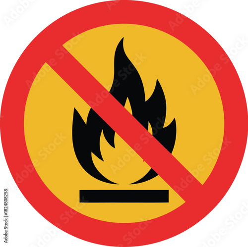 No fire sign flammable prohibition symbol warning safety hazard prevention danger