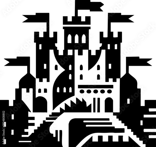 Stylized medieval castle silhouette