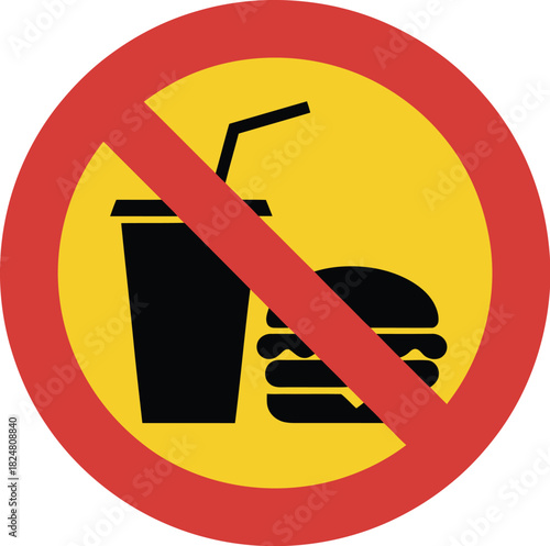 No junk food allowed sign prohibition of unhealthy eating burger and soda ban