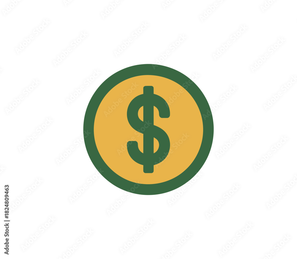 Obraz premium Gold dollar coin illustration for finance investment and wealth management icon