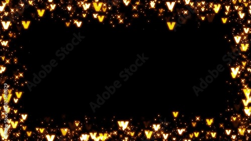 遊技機風V字のパーティクルのフレーム ループ背景 金色 アルファチャンネル