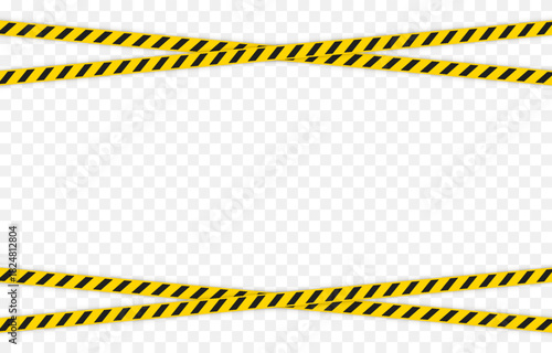 Yellow caution tape with black stripes. Caution tape PNG. Caution tape for marking hazardous areas on a transparent background.