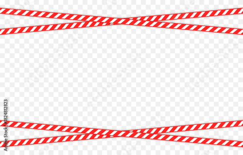 Red caution tape with white stripes. Caution tape PNG. Caution tape for marking hazardous areas on a transparent background.