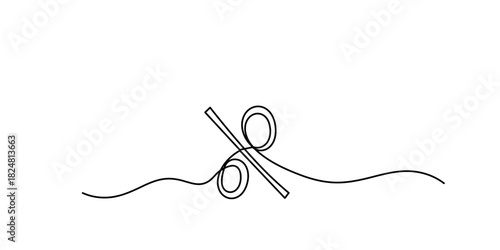 sketch of percent symbol in one continuous line. one continuous line percent symbol in business concept