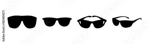 Sunglasses silhouettes set, various styles and views, fashion