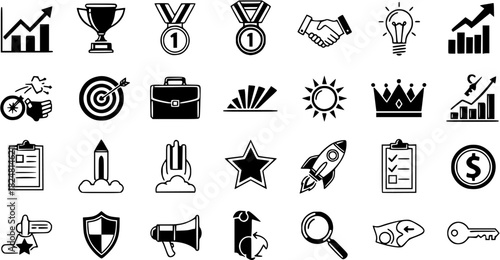 Vector art of business success icons set
