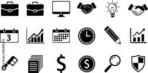 Vector art of office and business icons set
