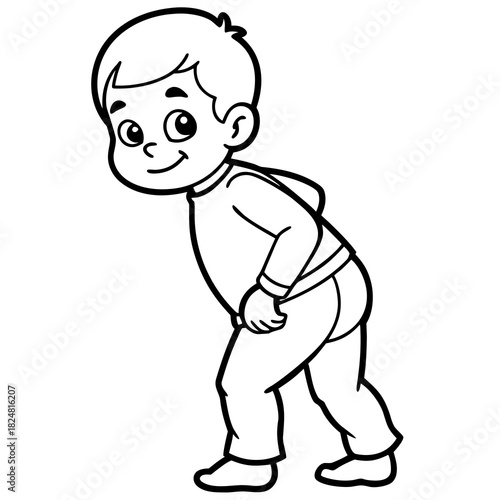 Boy Adjusting His Clothes coloring page for kids