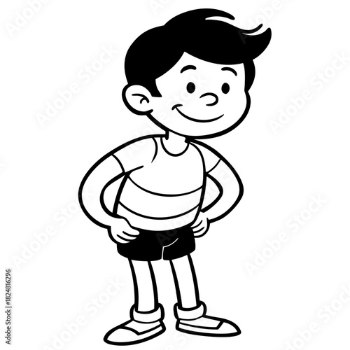 Playful Boy Looking Back coloring page