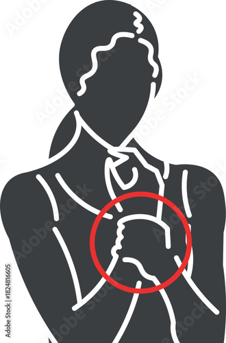 Woman experiencing severe arm pain with an expression of discomfort