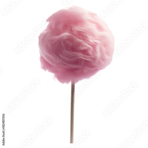 Cotton Candy on a Stick Creates a Sugary Treat at the Fair in Warm Summer Wea...