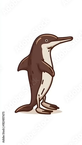 Cute Cartoon Dolphin Like Creature Standing Animation.