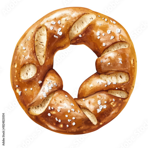 Warm and Crunchy Soft Pretzel Topped With Coarse Salt Ready for Snacking