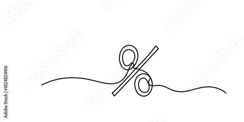 sketch of percent symbol in one continuous line. one continuous line percent symbol in business concept