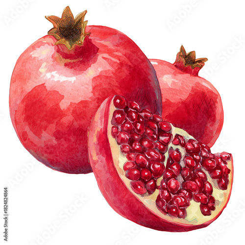 Vibrant Pomegranate With Juicy Seeds, Showcasing Fresh Fruit Cut in Half