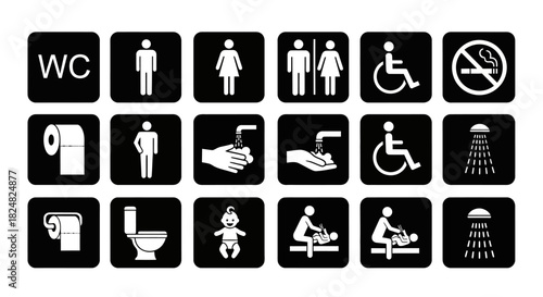 A Diverse Set of Toilet and Bathroom Iconography for Public Amenities